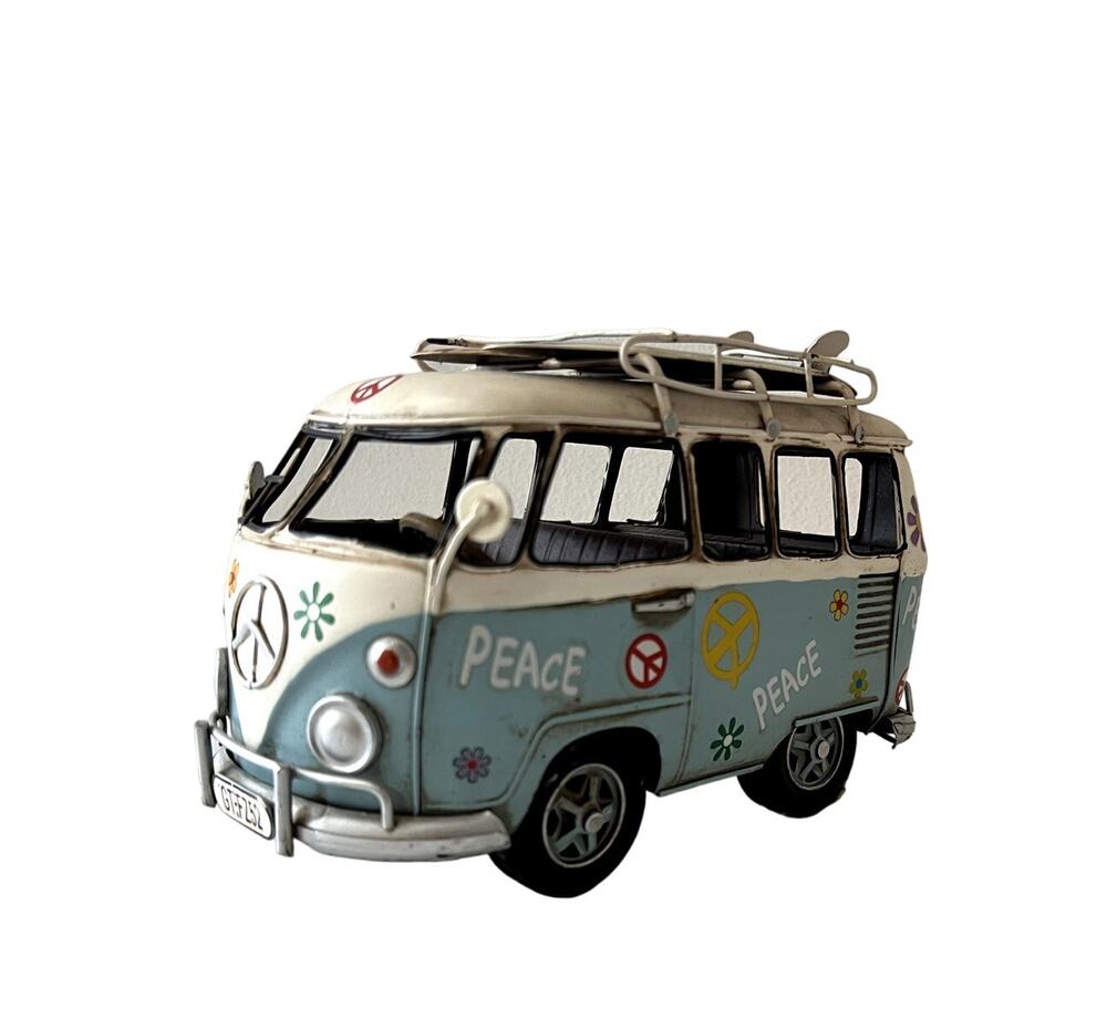 Classic Volkswagen 8" Peace Van With Rack Hand Welded Hand Painted Excellent